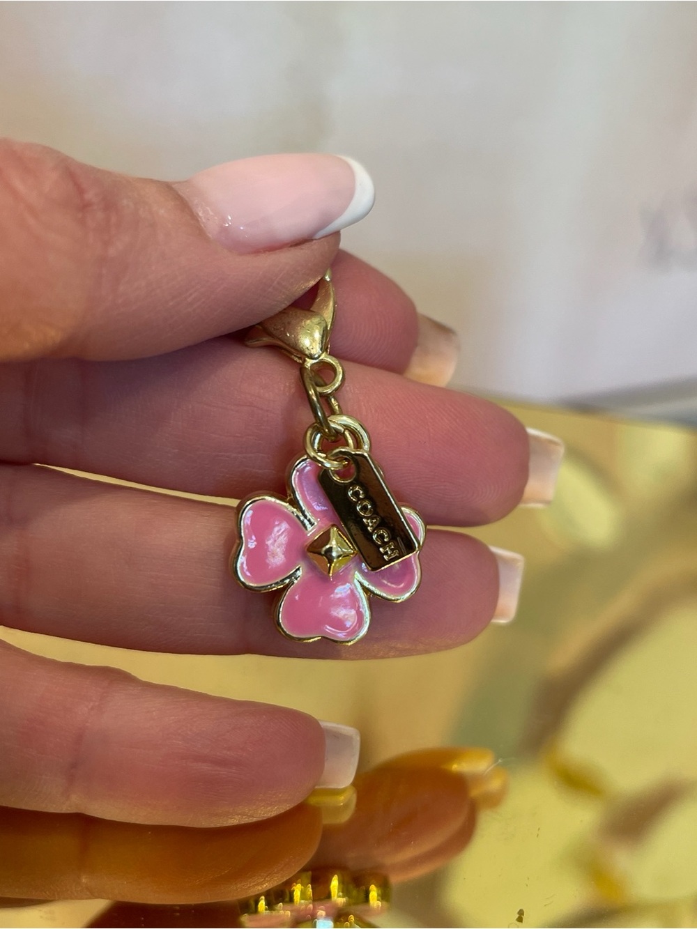 Authentic Coach Mini Pink Flower Charm  -